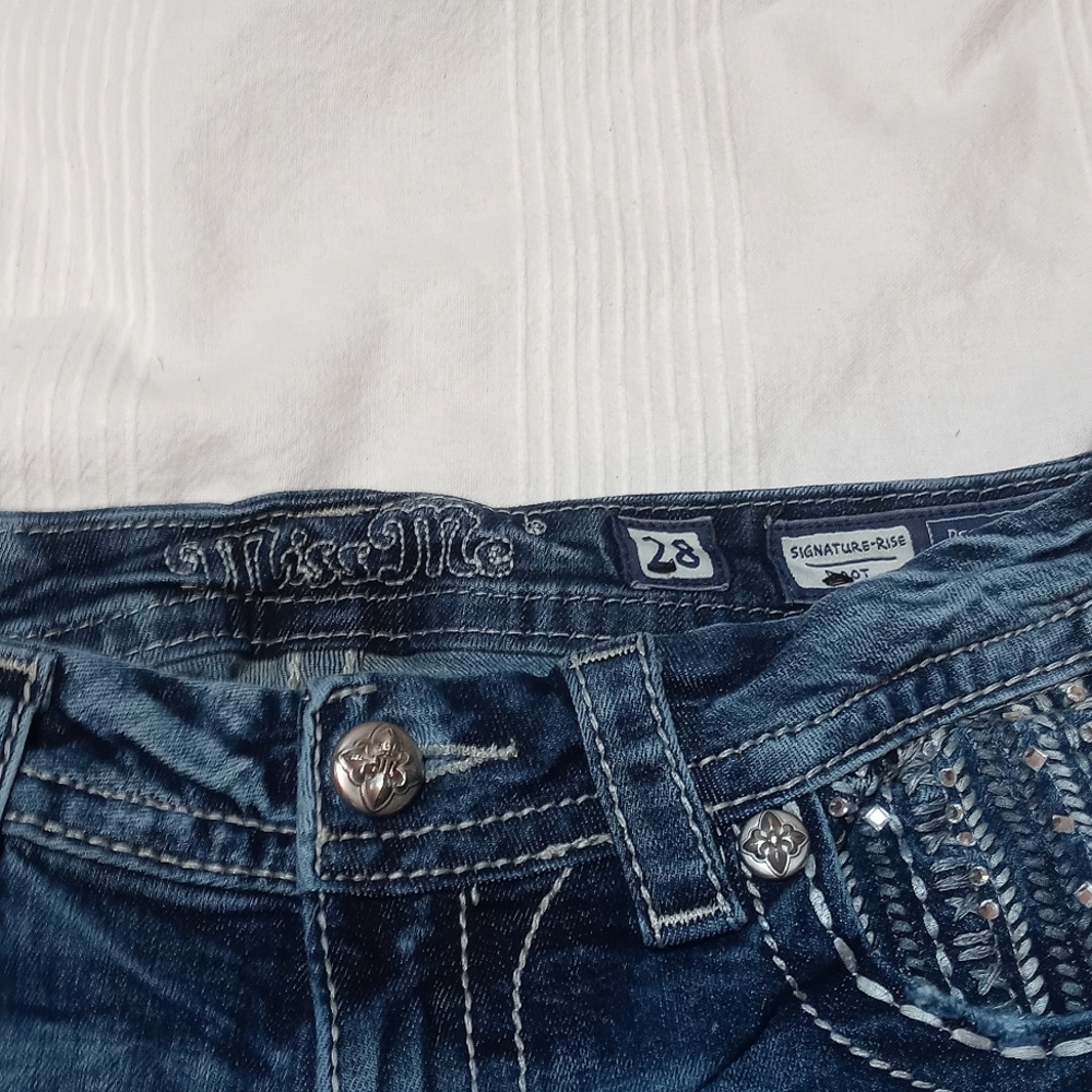 MISS ME JEANS SIGNATURE RISE BOOT CUT PANTS WOMENS 28 6 REG FLAP POCKET - Picture 4 of 6
